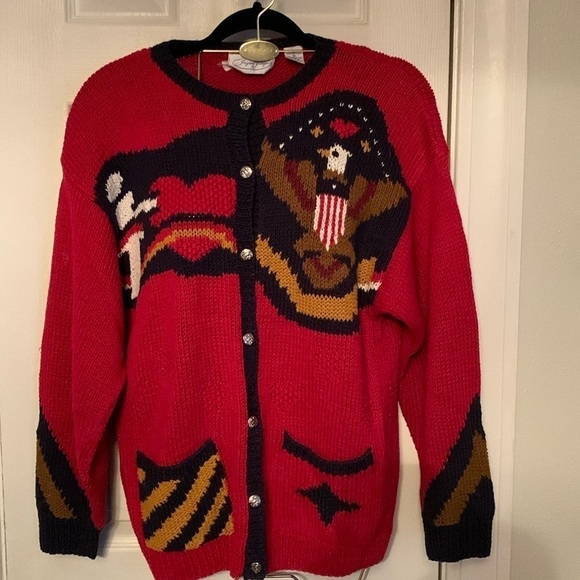 Jayson Younger Patriotic "USA Eagle" Sweater/Cardigan Size M - Picture 1 of 14